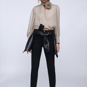 Zara gold dress shirt xs